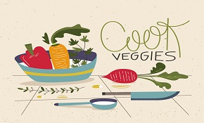 Vegetables and kitchen utensils vec